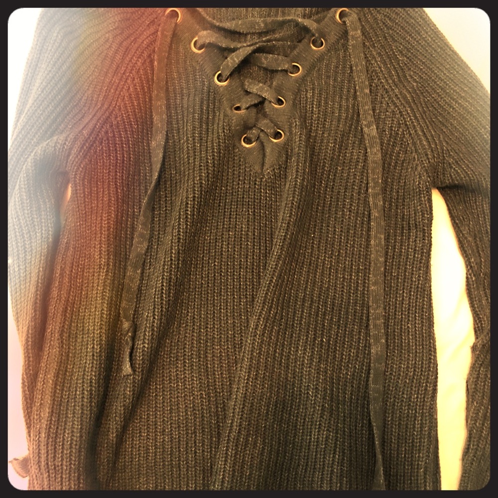 Lace up sweater